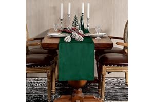 SEASHORE TREE Runner da Tavola Verde intenso in Velluto Decorazione per Natale Matrimonio Festa di Compleanno Ballo Banchetto Fidanzamento 35 x 300 cm