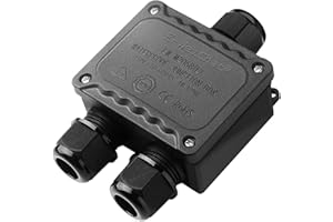 BLFDE Scatola di derivazione impermeabile IP68 a 3 vie per esterno con pressacavi M25 per piccolo alloggiamento elettrico nero Ø4mm-Ø14mm di diametro per esterno | luce | giardino | piscina