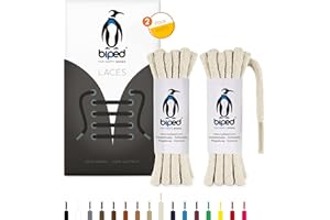 biped LACETS 2 paires de lacets ronds en coton ø 5 mm extra épais - lacets de qualité indéchirable pour chaussures en cuir, bottes et chaussures de sport - made in EU z2902(nature,120 cm)