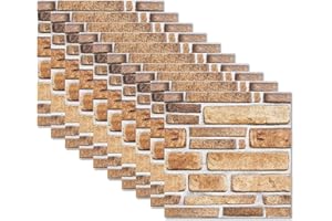 YapitHome 10 Pezzi 3D Pannelli Autoadesivi da Parete,30x30cm Carta da Parati Effetto Pietra,Pannelli Parete Mattoni Decorativi 3d per Soggiorno,Bagno,Cucina,Salone,Ufficio,TV Sfondo