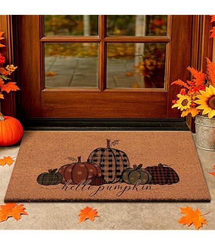 Herbst-Fußmatte Mit Kürbis & Zwerg – Rutschfeste Türmatte Für Halloween & Thanksgiving (70x40 Cm)