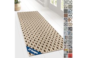 FLOORDIREKT Design Carpet Runner Rug Floor Mat, Non Slip Runner Mat for Kitchen Hallway Living Room Bedroom Vintage Ornament Classic Modern Design (80 x 400 cm, Cork)
