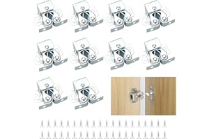 YEYIT Doble Rodillo Gabinete Pestillo Puerta 10 piezas pestillos para armarios cierre puerta armario con 40 tornillos para armarios, muebles（Plata）
