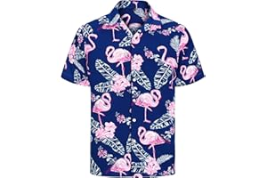 J.VER Hawaii Hemd Männer Sommer Funky Hawaiihemd Kurzarm Urlaub Bedruckter Strand Hemden Leicht Freizeithemden Button Down Oberhemd