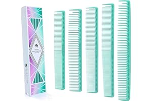 Vellen Hair Professional Cutting Comb, 5 Pack for Men and Women, Shatterproof PEI Material, 221°C Heat Resistant, Antistatic Hair Cutting Comb for Hairdresser, Hair Comb for Stylists (Mint)