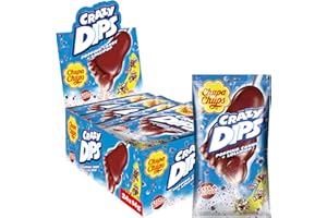 ‎CHUPA CHUPS Chupa Chups Crazy Dips Cola, enthält 24 Stück, erfrischend-süßer Cola-Geschmack, geeignet für Geburtstag, Halloween, Weihnachten, 24 x 14g