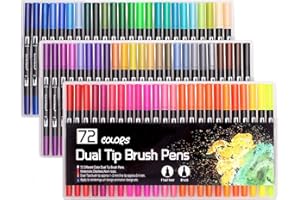 Laconile 72 Colours Dual Tip Brush Pens Brush Markers, Felt Colouring Pens for Adults Painting Colouring Sketching Drawing