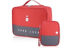 FENTAR Torba na leki, podróżna, 2 szt., duża pojemność, wodoszczelna torba ratunkowa, pusta torba pierwszej pomocy, torba do przechowywania, przenośna torba na leki, do podróży, domu, biura (czerwona)