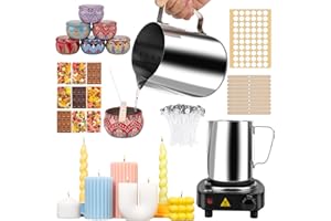 JelyArt Kit per la produzione di candele fai da te con vaso di cera (900 ml), 6 lattine, 100 stoppini, 60 etichette adesive – fai da te per adulti