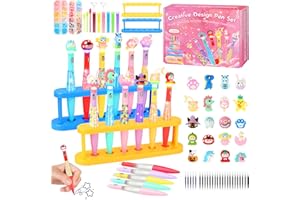 MOMOSTAR Laboratorio Delle Penne Luminose, LED Laboratorio Degli Evidenziatori avec 80 Accessori, La fabbrica delle penne, Lavoretti Creativi Bambini, Regalo Idee per Bambina Bambino 5 6 7 8 Anni