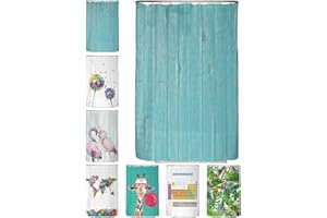 arteneur® - Tenda da doccia antimuffa, 120 x 200 cm, materiale riciclato Öko-Tex Standard 100, orlo zavorrato, non trasparente, impermeabile, lavabile, con 8 anelli ed e-book, motivo: legno turchese