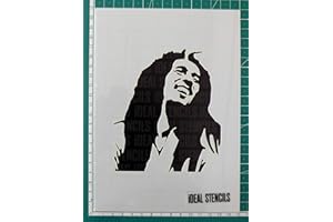 IDEAL STENCILS Bob Marley Portrait Stencil - Painting Stencil for Art Craft and Decorating - Reusable Stencil Made from Washable Plastic - Paint Design onto Walls, Fabric, Furniture