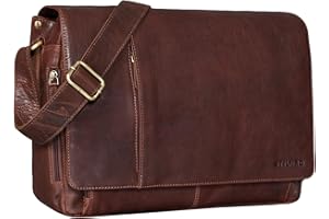 STILORD Borsa da studente insegnante professoressa in pelle vintage Borsa a tracolla per PC da 15,6 pollici con imbottitura Messenger da lavoro per università ed ufficio