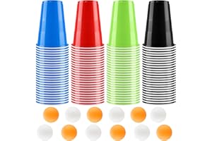 Sprifityy Gobelet Beer Pong,51 Réutilisables Tasse de Bière Pong et 12 Balles de Ping-Pong,500ML Jeux à Boire Gobelets,pour Une Fête d'anniversaire, Une Réunion d'amis, Une Réunion de Noël