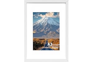MAIDEERHOO A3 Picture Frame,A3(29.7x42cm) Wooden Frame,Wall-Mounted Poster Frame, Photo Frames with Acrylic Glass (Not Glass), Landscape or Portrait,A3 White Frames with A4 Mount,1 Pack