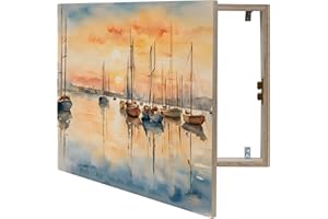 LA FABRICA DEL CUADRO Lafabricadelcuadro® Tapa Contador de Luz Decorativo de Madera– Colgador de Llaves de Pared– Disponible en 40 Diseños y 2 Tamaños (Cub PC 118, 54x37 cm)