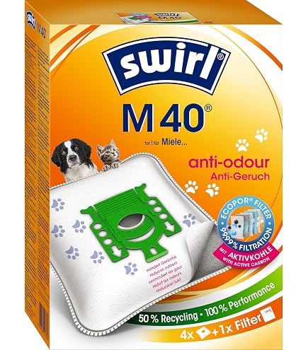 10 Premium Sacchetti per Aspirapolvere Miele: Blue Moon + SES, White Pearl 300, Mondia M, Mondia 1200, Elna Cat & Dog, Allergy, S 298 S298, S6240