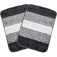 SARAL HOME EASY LIVING Striped Anti-Skid Bath Mat (Black, Microfiber, 35X50 CM)