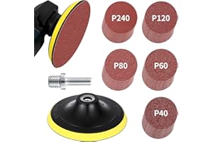 PotentForce Kit Disque Abrasif 125mm M14 - 50 Pièces Plateau Ponçage 40/60/80/120/240