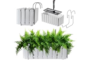 ‎KADAX KADAX Blumenkasten, Balkontopf in 2 Größen und 4 Farbvarianten, Blumentopf in Lattenoptik, Pflanzkübel im Landhausstil, Pflanzkasten mit Gummikorken (40cm, Weiß)