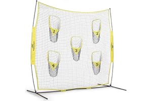 PodiuMax Portable Football Trainer Throwing Net, 8ft x 8ft Knotless Net for Improving QB Throwing Accuracy with 5 Target Pockets, with Carry Bag