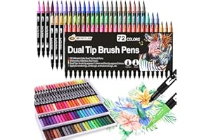 WONSAR Feutre Coloriage 72 Feutres Coloriage Adulte Enfant Brush Pen Stylo Aquarelle Pinceaux Marqueur pour Mandala, Bullet Journal, Dessin, Livre de Coloriage, Pointe Pinceau et Pointe Fine
