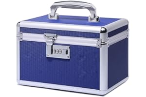 HEWEI WORKS Boîte à Médicaments avec Armoire à Serrure à Combinaison, adapté à l'entreposage de Pharmacie et d'objets personnels Importants, Contient Un Pilulier en Plastique (Bleu/Petit)