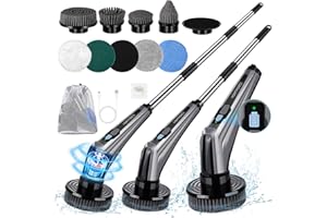 ‎HOMTRONICS Homtronics Elektrische Reinigungsbürste, Elektrische Putzbürste mit Display, Electric Spin Scrubber Schnurlos mit 10 Bohrbürstenköpfen, Reinigungsbürste Elektrisch für Bad Fliesenboden Küche Auto
