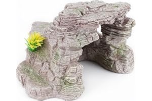 BORLECH Reptile Hide and Cave Hideout Habitat, Great for Bearded Dragons, Leopard Geckos, Lizards, Turtles, Snakes, Frogs, Scorpions, Spiders and Other Reptiles, Amphibians (E - Extra Large)