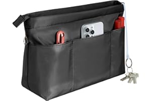 SHINGONE Handtaschen Organizer mit Schlüsselbund Taschenorganizer Wasserdicht, Innentaschen fuer Handtaschen Organizer, Kosmetik Organizer mit Reißverschluss Schwarz -S
