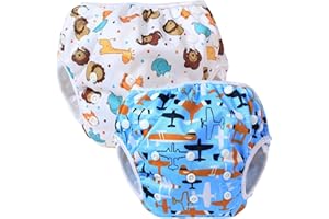 ‎TEAMOY Teamoy Schwimmwindel Baby, Schwimmhose Wiederverwendbar, Badehose Jungen, Verstellbar Badeanzug für 0-3 Jahre Baby (Aircraft+ Fat Smile)