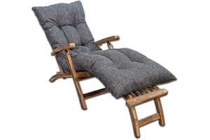 Bananair - Coussin Bain de Soleil Chaise Longue - Épais, Ultra Confortable, Design Matelassé - Fabriqué en France - Matelas Transat avec Scratchs, Facile à Installer (185x60x15 cm, Gris)