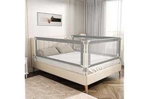 Hlieeosfcn Sponda da Letto per Bambini 190CM,Sponda Letto Portatile per Bambini, Barriera Letto Altezza 73-92 cm,Sponda Letto Matrimoniale Bambini Protezione Removibile Sponde Letto anti Caduta 1 Lato