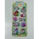 Sevimli Karakterler Temalı, Kabartmalı, 3D, Sulu, Simli ve Boncuklu Sticker - Etiket(Yeşil)