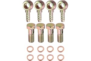 ‎X AUTOHAUX X AUTOHAUX 4 Satz Auto Banjo Schlauch Barb Bolzen Adapter Metall mit 8mm Abstandshalter