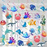 Sea Life Sea Animal Hanging Swirls and Tropical Fish Swirls for Under the Sea Party Decoration