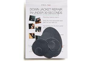 DJR Pro-Fix Down Jacket Repair Patches: Easy to Use, Pre-Cut, Self-Adhesive, Waterproof Fabric, Tear-Resistant Rip-Stop Nylon Fabric Patches for Clothing, Down Jacket Patches, Outdoor Gear - DARK GREY
