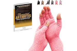 SyeJam Arthritis Gloves Fingerless- Rheumatoid Arthritis Compression Gloves for Pain Relief - Pink (M) 1 Pair