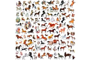 Amabro 50 sztuk naklejek z koniami dla dziewcząt, tymczasowe, wodoodporne, realistyczne sztuczne naklejki na urodziny dziecka, prezenty