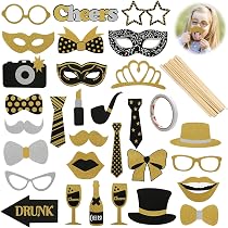 Kit Photobooth 54 Accessoires De Fête - Lunettes, Moustaches & Accessoires Rigolos Pour Mariages Et Anniversaires