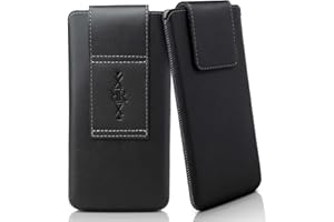 XiRRiX Handy Gürteltasche - Handytasche Gürtel Größe 5XL - kompatibel mit Google Pixel 6 Pro 7 Pro - kompatibel mit iPhone 12 Pro Max/13 Pro Max/14 Plus/14 Pro Max - Leder Holster schwarz