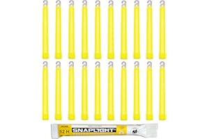 Cyalume SnapLight Knicklichter in Gelb (20-er Pack) - 15 cm Glow Sticks mit Haken am Ende - ultra helle Light Sticks mit einer Leuchtdauer von 12 Stunden