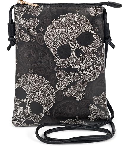 Borsa A Tracolla Steampunk Con Teschio – Borsa A Vita Punk 2 In 1 Con Rivetti Per Cellulare E Moto - 3