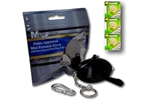 Minder® 140db Police Approved Mini Minder Loud Personal Staff Panic Rape Attack Safety Security Alarm Keyring with Torch - Secured by Design Approved (Police Preferred Specification) - With Spare Set of Batteries - Available in a range of attractive colours! (Black)