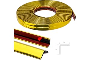 JSIWOTH 6.1 M Peel and Stick Molding Trim, Self Adhesive Inside & Outside Corner Guard & Edge Protector, Baseboard Wall Trim Molding for Wall, Corner, Window, Table, Gold