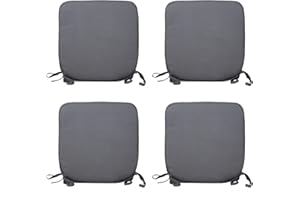CB CASABELLA 4 Removable Elegant Chair Pads Seat Pads for Home Dining Room Kitchen Office Garden Patio 38X38Cm Silver Chairpads Seatpads With ties