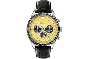 Sekonda Mens 45mm Velocity Chronograph Sports Watch Round Stainless Steel Case Water Resistant 50 metres