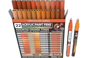 ‎TOOLI-ART Pro Color Series Acrylstifte Set 22 Stifte mit extra feiner Spitze von 0,7 mm zum Malen auf Steinen, Glas, Tassen, Holz, Metall und Leinwand, ungiftig, wasserbasiert, schnell trocknend