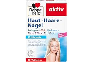 ‎DOPPELHERZ Doppelherz Haut + Haare + Nägel - 13 Nährstoffe - Mit Zink & Biotin als Beitrag zum Erhalt normaler Haut, Haare und Nägel - 30 Tabletten