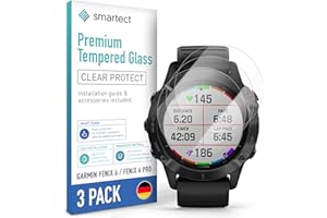 smartect Szkło Hartowane [3 Sztuki, Clear] dla Garmin Fenix 6 / Fenix 6 Pro (NOT 6s, 6s PRO, 6X PRO), Szklana Ochrona Ekranu 9H, Ochraniacz Ekranu bez Pęcherzyków, Bez Odcisków palców